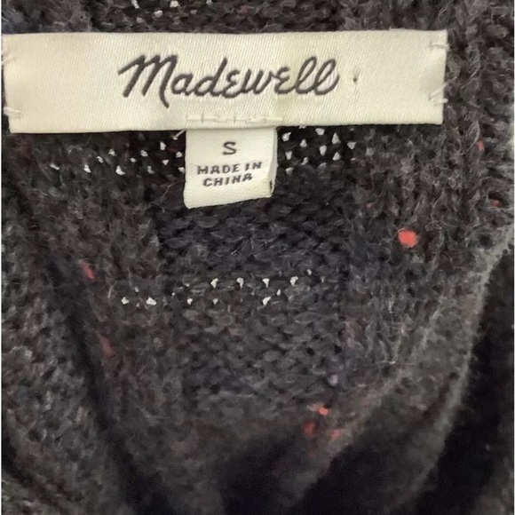 Madewell Sz S Donegal Mock Neck Sweater Dress Charcoal Gray Wool Acrylic - Picture 7 of 8